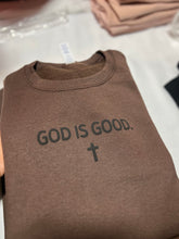Load image into Gallery viewer, God is good brown sweater
